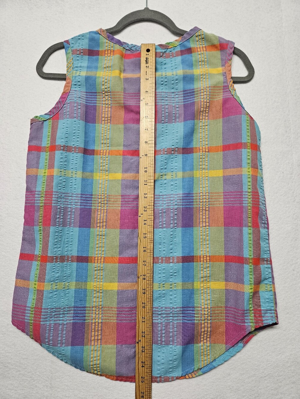Vintage Cabin Creek Sleeveless Button Front Tank Top Madras Plaid 90s - Picture 8 of 9